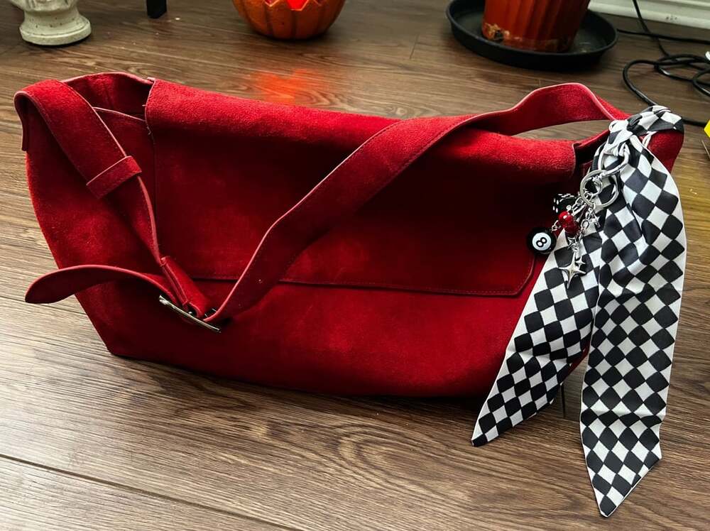 Free People Lottie Messenger Bag Red Suede